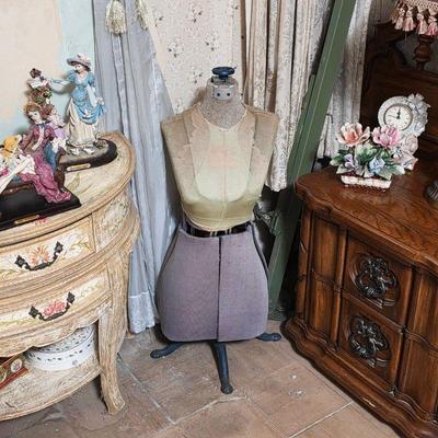 Vintage adjustable cast iron dress form