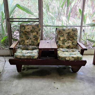 Vintage mid century redwood patio furniture