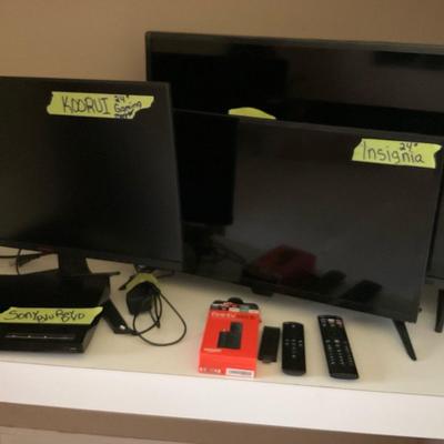 Vizio 32 And insignia 24” TV Plus Koorui Gaming Monitor & Sony Blu-ray Player