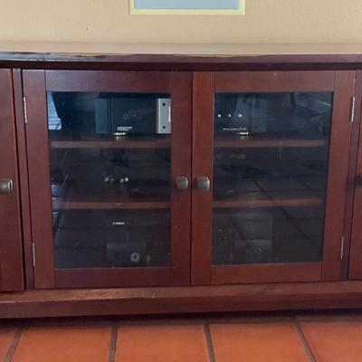 Powell Wood Television Console Table With Niles IntelliControl Main Unit Attached