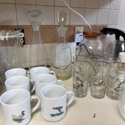 Cups, glassware, waterfowl mugs, bird glasses