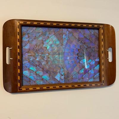 Sale Photo Thumbnail #4: Inlaid butterfly wing tray