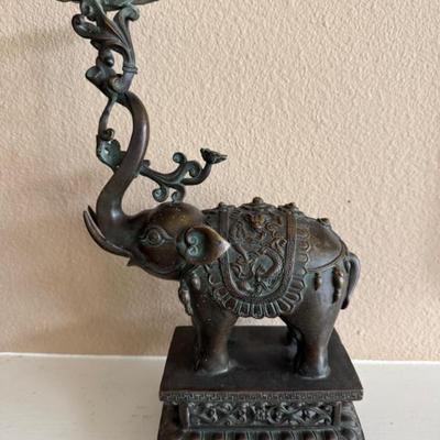 Auction Lot # 7 - Brass Elephant Candle Holder