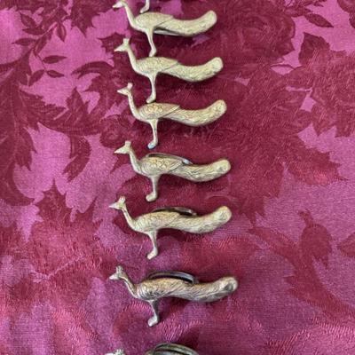 Auction Lot # 15 - Qty 8 - Brass Peacock Napkin Holders