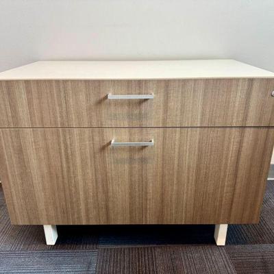 Modern 2-Drawer Wood-Look Lateral File Cabinet w/ White Top & Lock #1	