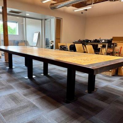 Massive Hand-Burned Book-Matched Hardwood Conference Table by Crucible	
