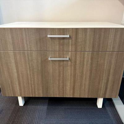 Modern 2-Drawer Wood-Look Lateral File Cabinet w/ White Top & Lock #3	