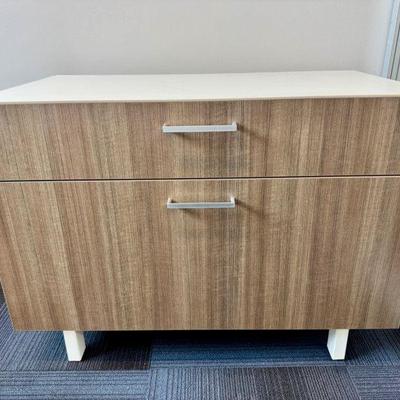 Modern 2-Drawer Wood-Look Lateral File Cabinet w/ White Top & Lock #2	