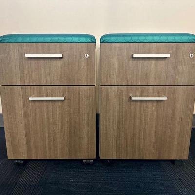 Watson 2-Drawer Mobile File Cabinet w/ Padded Seat (Set of 2) #2	