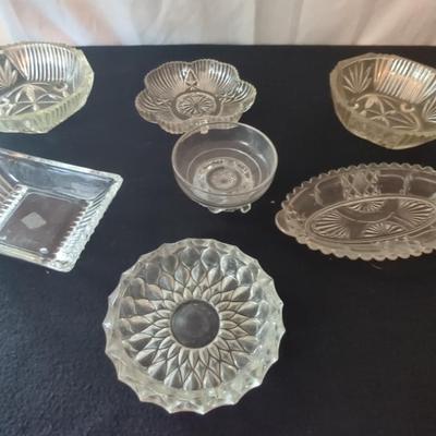Cut & Decorative Glass Bowls Lot Of 7