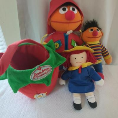 Vintage Dress Me Up Ernie, Small Ernie, Strawberry Shortcake & Eden Madeline Plush Dolls