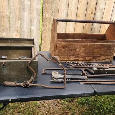 Large Tool Boxes And Vintage Hand Tools