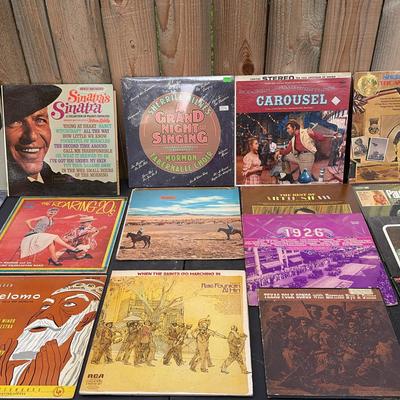 Assorted Vintage Albums: Artie Shaw, Sinatra, Bob Crosby, Texas Folk Songs, and more