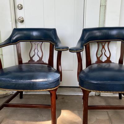 Two Blue Leather Chairs