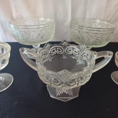 Collection Of Cut Glass & Decorative Pedestal Vessels Lot Of 5