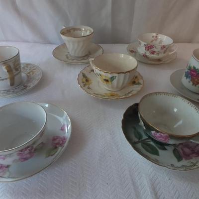 Vintage Austrian, Japanese & American Teacups Lot Of 7 Sets