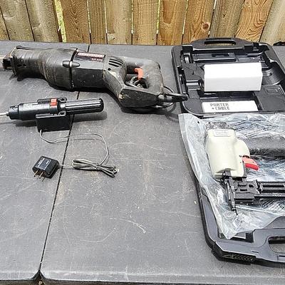 Porter and Cable Pneumatic Stapler, Craftsman Saw And Cordless Screwdriver 