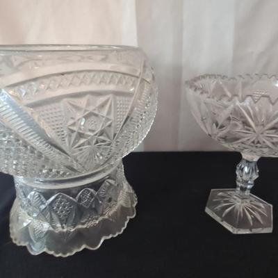 Cut Glass Pedestal Bowls Lot Of 2