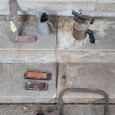 Vintage Metal Organizer/Toolbox, Vintage Tools and Utility Belt