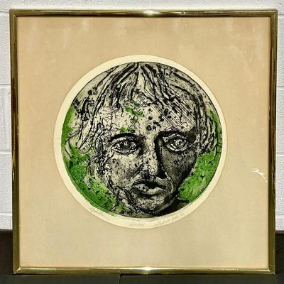 Stephanie Weber “Apparition” Signed & Numbered Mid Century Print - Framed 27x27”
