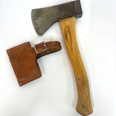 Vintage Norlund Voyageur Camp Hatchet With Leather Sheath - 11"
