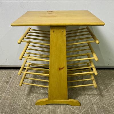 Vintage Wood Spindle Magazine Holder Side Table, 18 X 16 X 23”