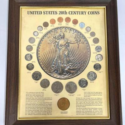 90% & 40% U.S. Silver Coins + More -20th Century Collection in Display Frame