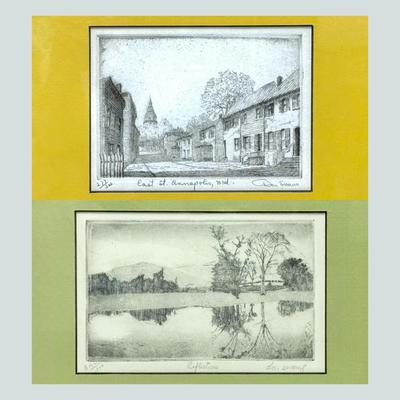 Don Swann Signed & Numbered Prints “Reflections” & "East St Annapolis, MD” - Framed 10x13”