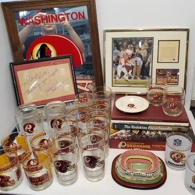 Vintage Washington Redskins Collectibles, Theisman Autograph, Danbury Mint Model, Glassware, More