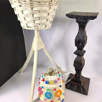 Vintage Boho Plant Stands And Flower Pot Lamp
