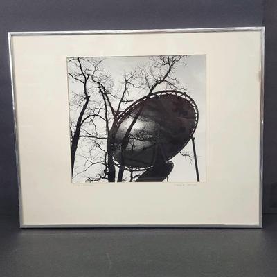 Chuck Bress Signed Black & White Photograph "Dish + Airplane'"  - Framed 20x16