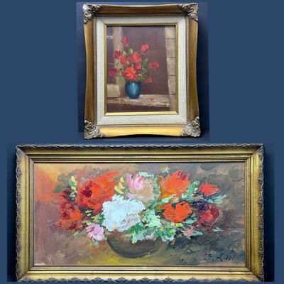 Signed Still Life Paintings On Canvas - Framed 16x27” & 14x12”