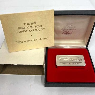Sterling Silver Franklin Mint Christmas Bar (1979) – 65g .925 in Original Box