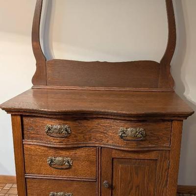 Antique Tiger Oak Wash Stand
