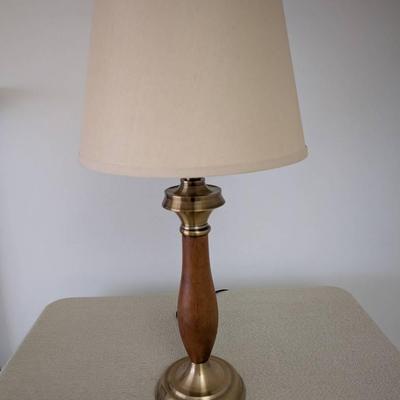 Wood and Brass Table Lamp