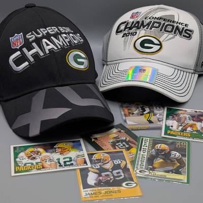 Green Bay Packers Hats and Football Cards 