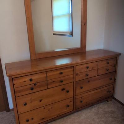 Cinnamon Pine Dresser and Mirror