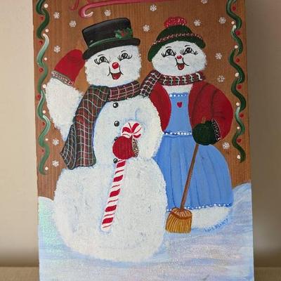 Hand Crafted Snowman Sled