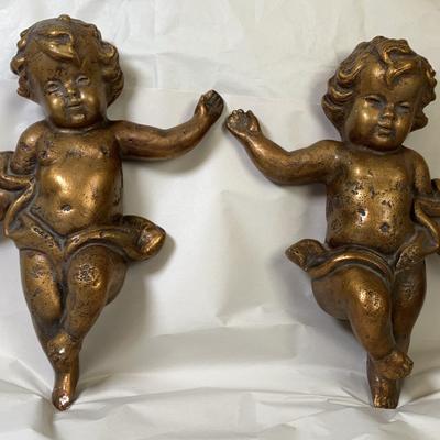Pair of Cherubs Ceramic Wall-Hanging