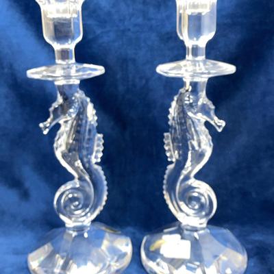 Waterford Crystal Seahorse Candlestick Set Of 2 