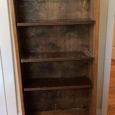 Adjustable 4 Shelf Wooden Bookcase with Bull head Carving