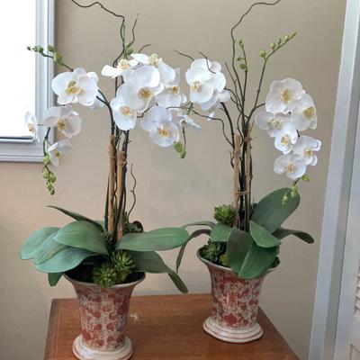 2 Faux White Orchids 