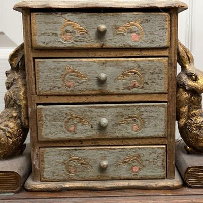 4 Drawer Jewelry Box & Rabbit Bookends
