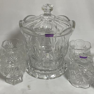 Marquee By Waterford Crystal - "Finley Carousel" Cookie Jar & 8 Votive Candle Holders
