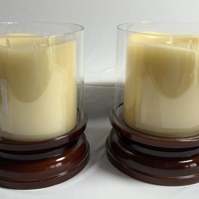 Large Wood Base Candle Holders 