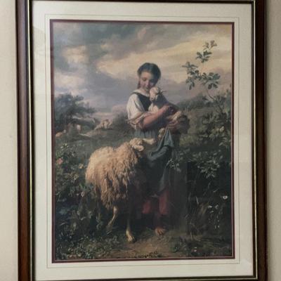 Johann Baptist Hafner, "The Shepherdess" Framed Print