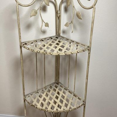 3 Tier Metal Lattice Corner Shelving Unit