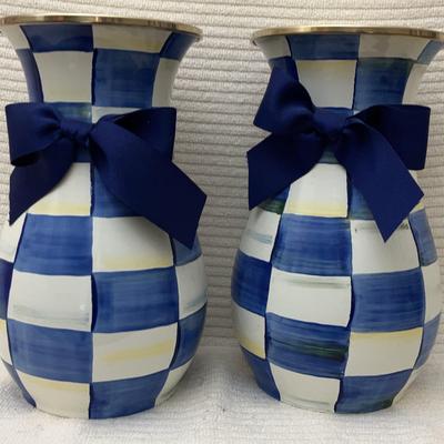 Mckenzie-Childs Royal Check Tall Enamel Vase (Set of 2)