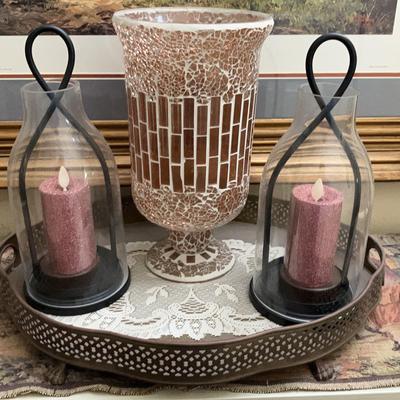 Mosaic Tile Glass Hurricane, Tapestry & More