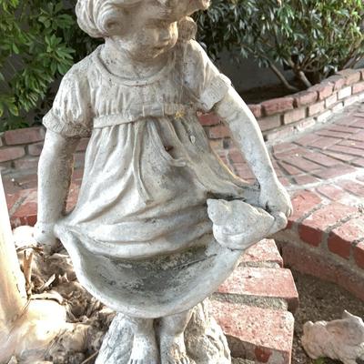 Garden Statue - Little Girl With Bird 